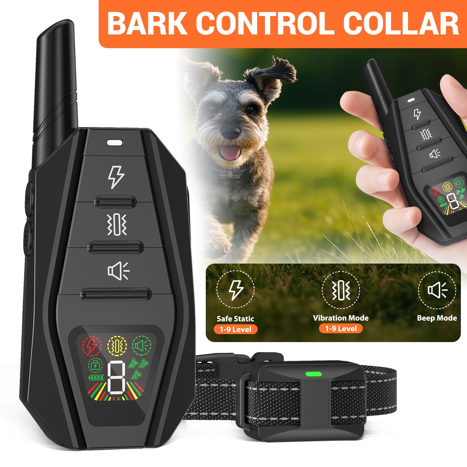 3300FT Dog Training Collar Rechargeable Remote Shock Pet Waterproof Trainer