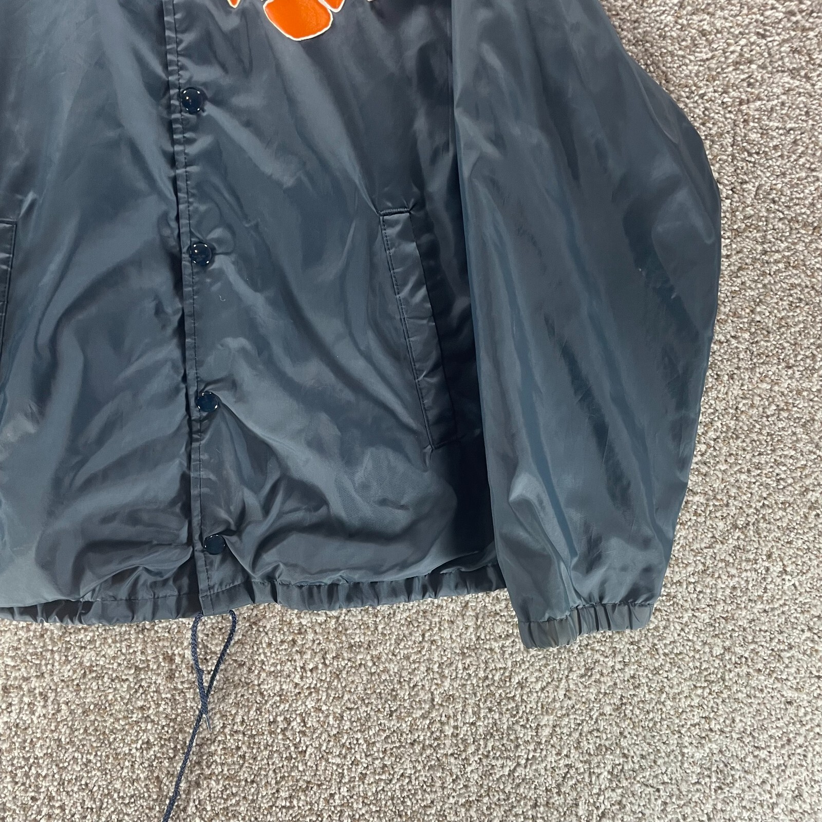 Vintage 70s Clemson Tigers Jacket Mens Medium Blue Hartwell Made In USA NCAA