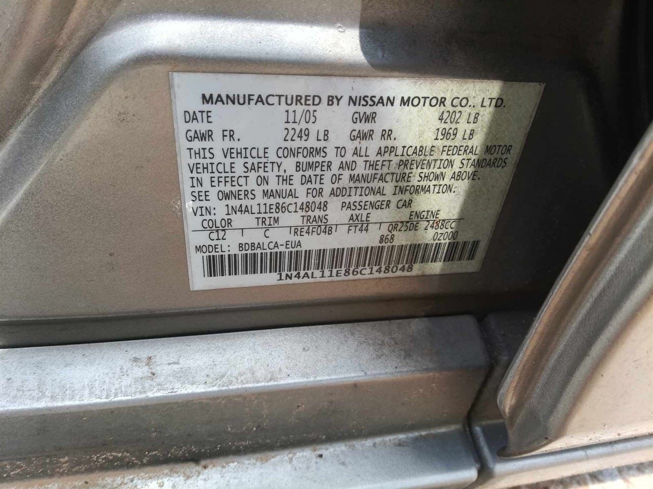 ALTIMA 2006 Fuse Box Cabin 6717