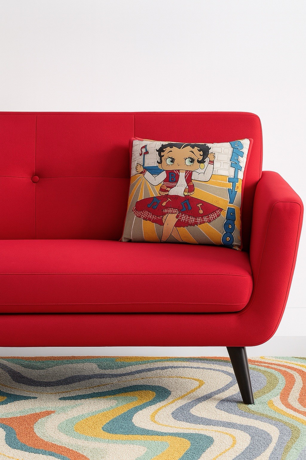 Betty Boop Cheerleader Pillow 16” – Cartoon Cotton Case w/ Horse Zipper (Talon?)