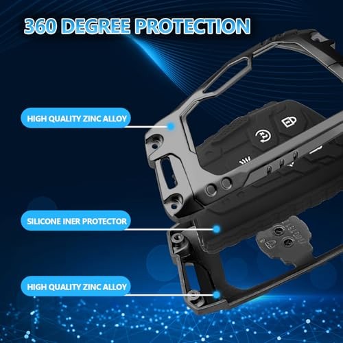 QBUC for GMC Heavy Key fob Cover for Chevy 2022 2023 2024 5 buttons Gun colored