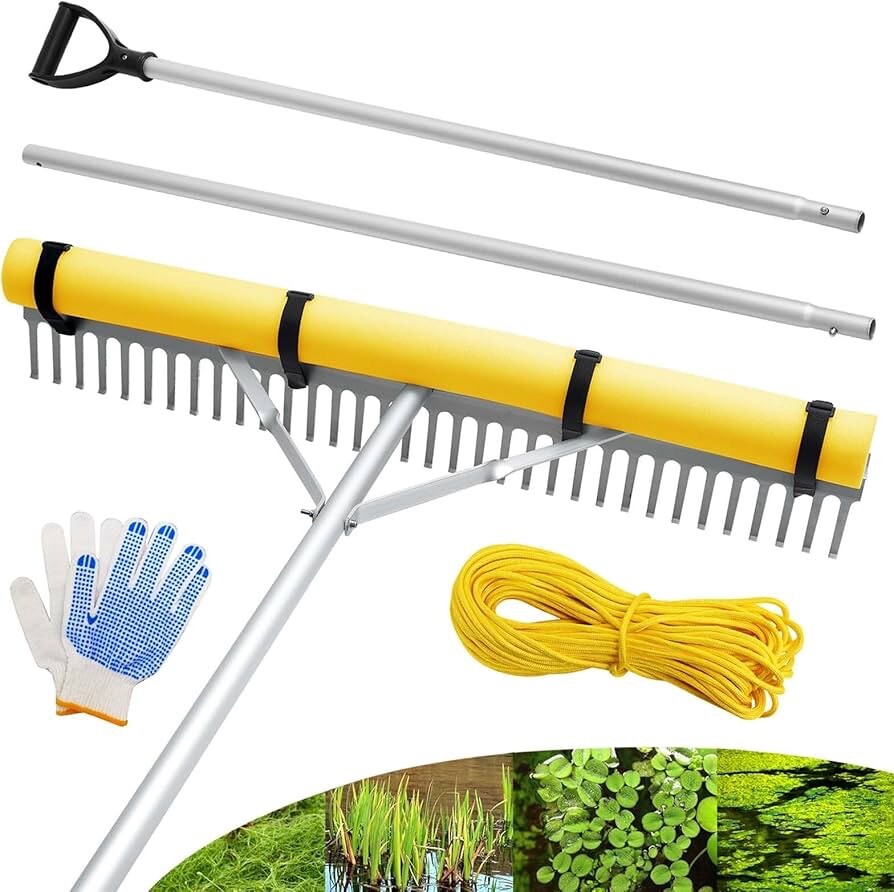 Floating Weed Lake Rake 36" Aquatic Weed Rake with 11' Adjustable Extension B063