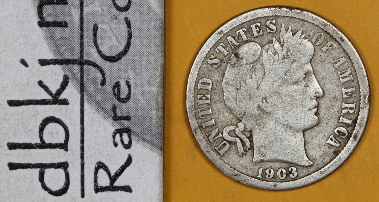 1903 O - Liberty Head "Barber" Silver Dime 10¢ - VG Very Good dbkjB