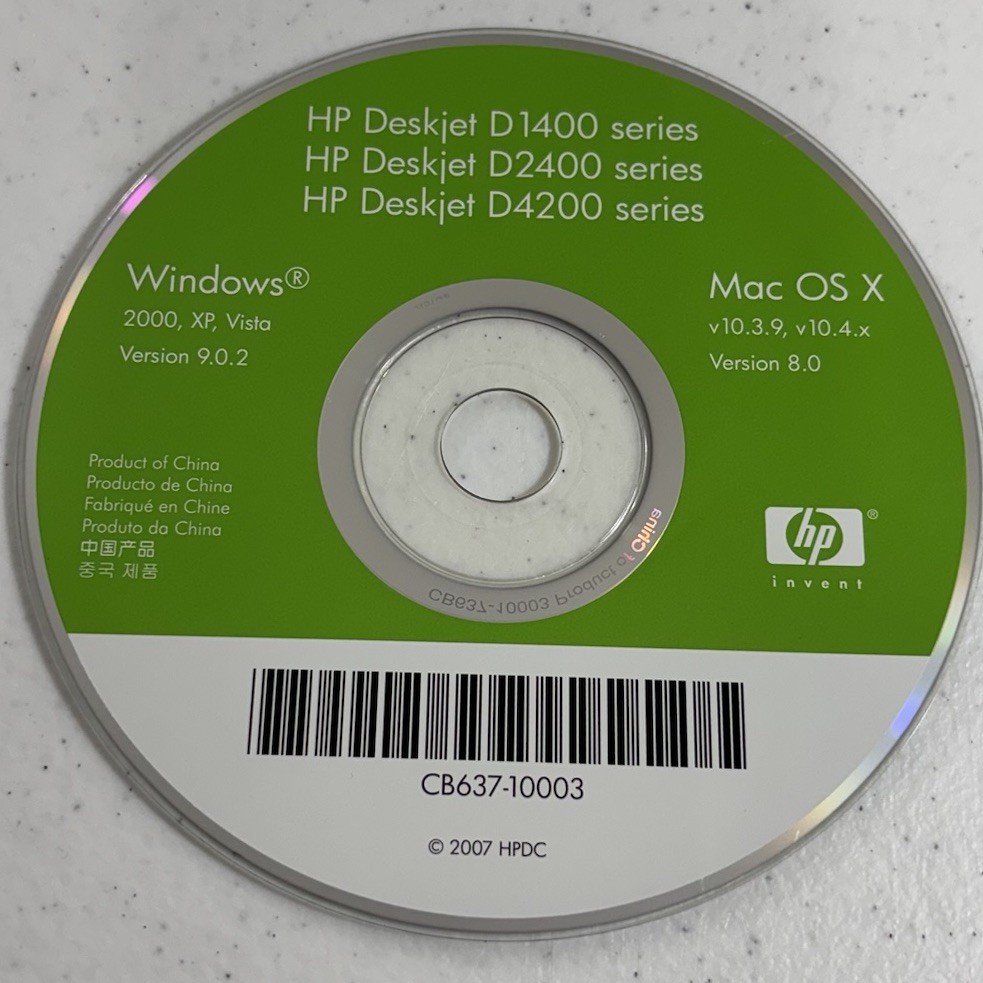 HP Deskjet D1400 D2400 D4200 Series 3900 Drivers Disc 2007 Installer