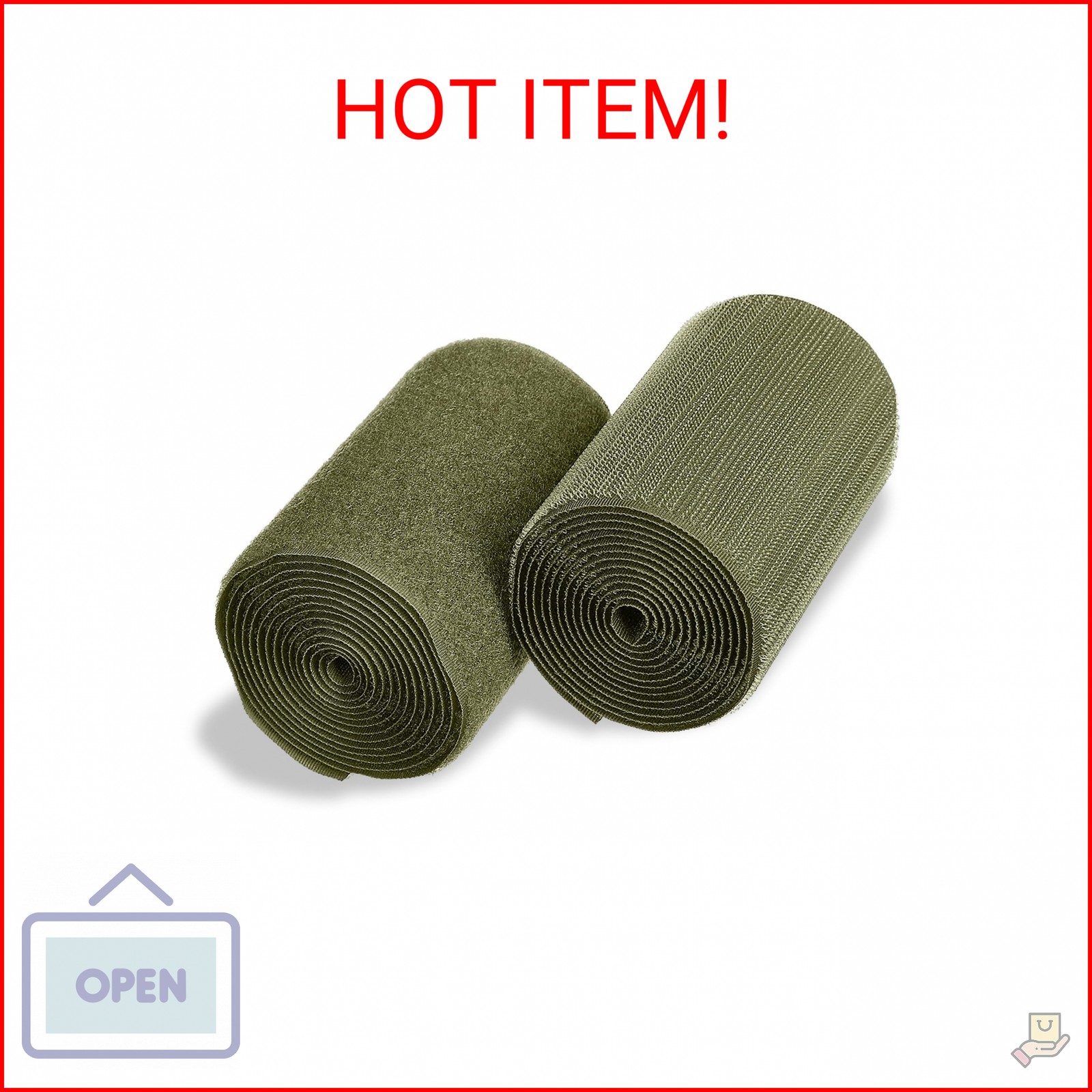Olive Drab Hook and Loop Tape 4 inch Sew On Non-Adhesive Hook and Loop Olive Tap