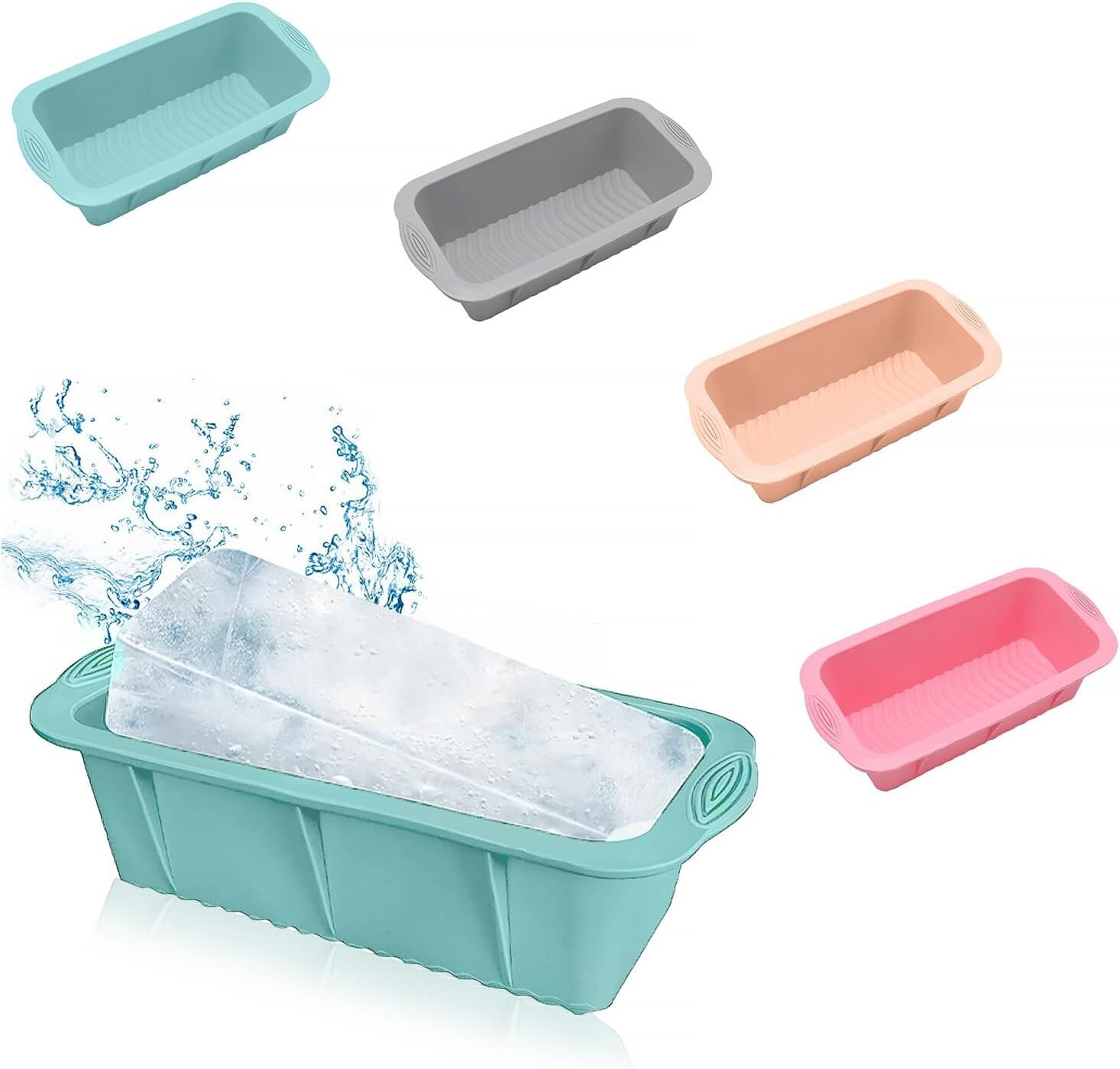 Extra Large Ice Block Molds for Bath 4 Pack  Silicone