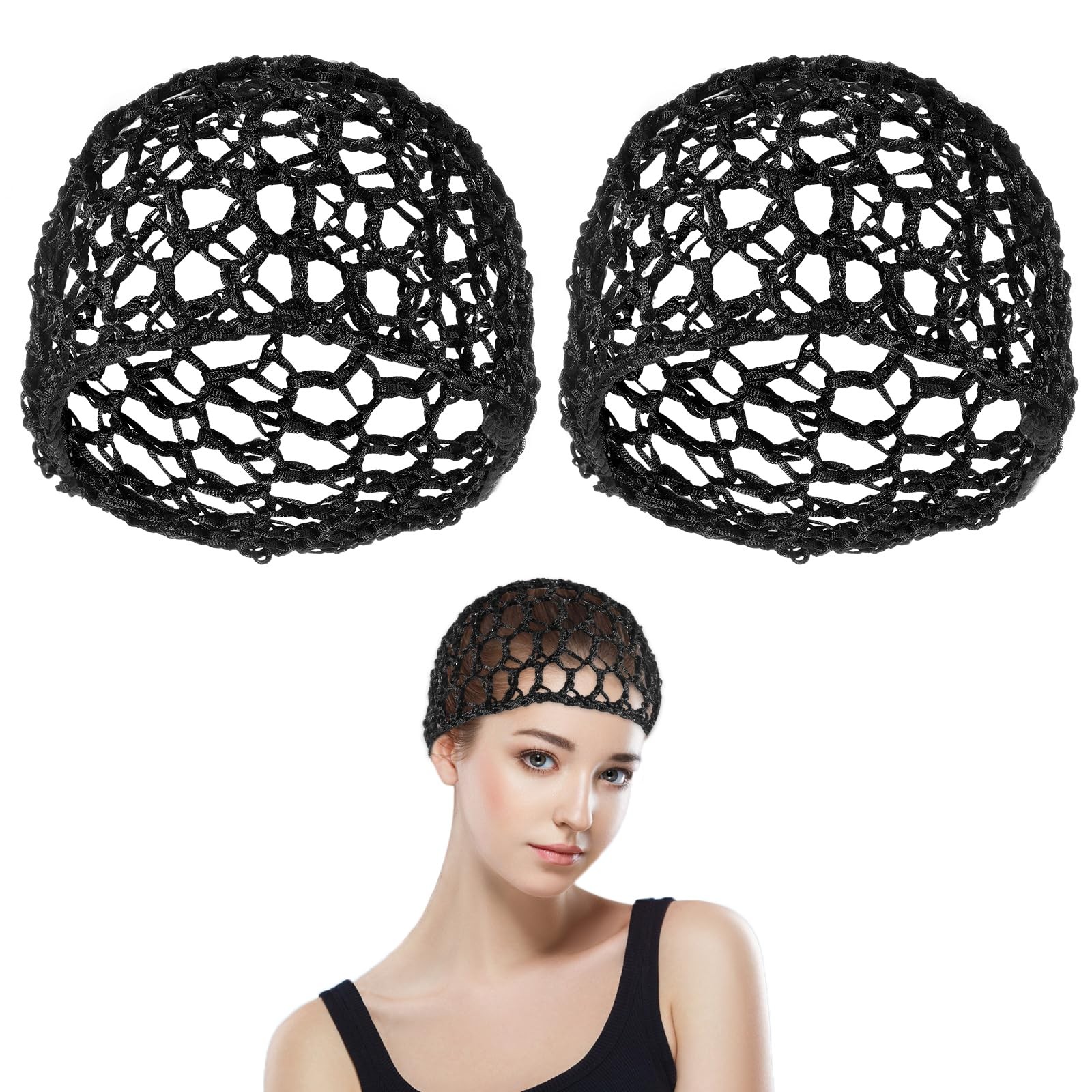 Gorro para el cabello redecillas elásticas de malla tejidas a crochet para mujer