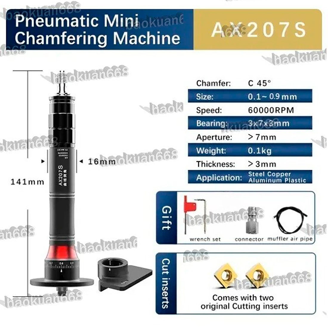 AX207S Mini Pneumatic Chamfering Machine45°Metal Deburring Chamfer Tool Handheld