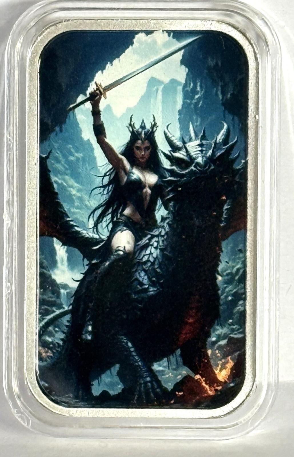 Hayleybug 1 oz Apex Rider Woman Dragon silver Art Bar with COA mintage 15