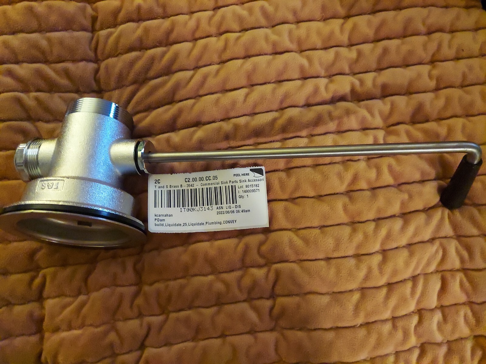 T And S Brass 3942 Commercial Sink Parts 149009571 waist drain valve 3 by 2 in