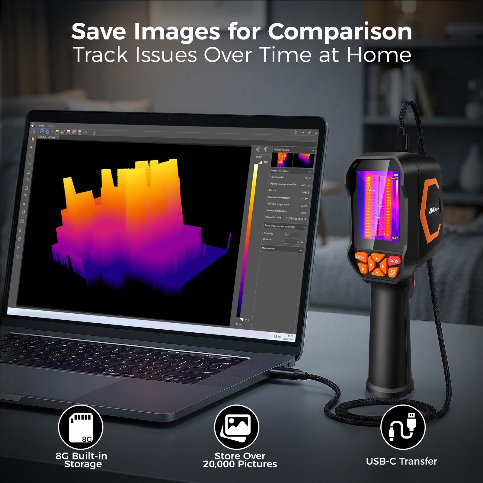 ANXTECH Handheld Thermal Camera TISR Resolution 512*384 Dual Camera