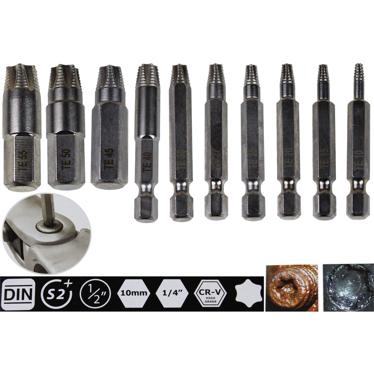 Damaged Torx Screw Extractor Set 11Pc K Tool International BTK42-11TS