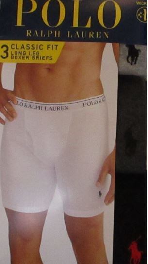 3 PACK  RALPH LAUREN POLO SIZE SMALL OR MEDIUM GRAY BLACK LONG LEG BOXER BRIEFS