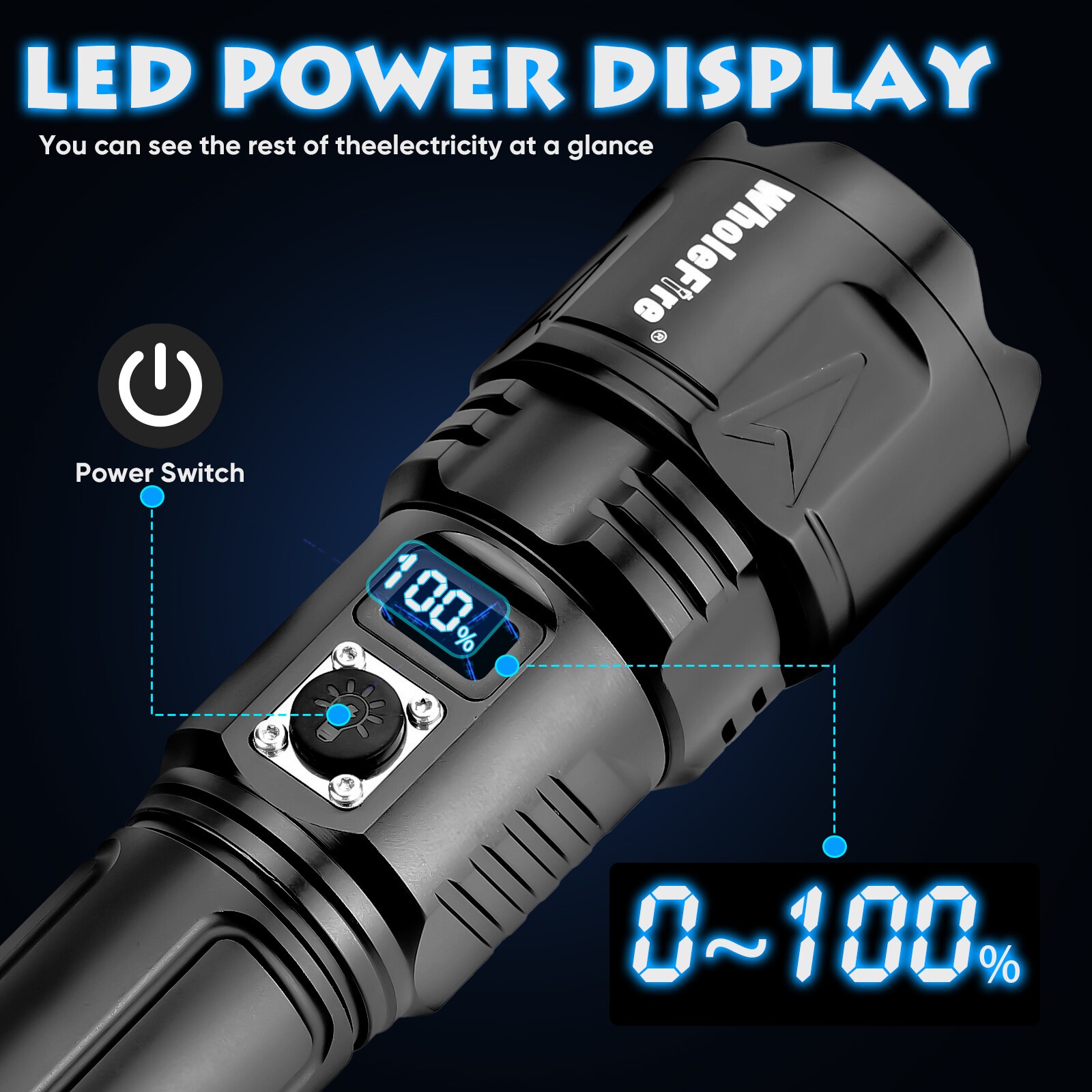 Super Bright 9000000 Lm LED Tactical Flashlight Rechargeable Powerful Work Light