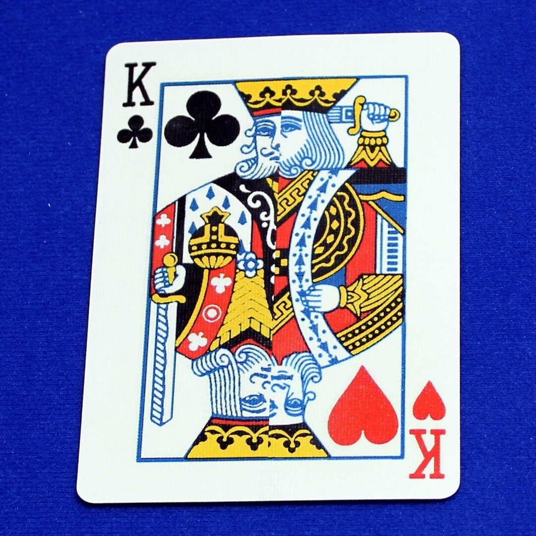 King of Clubs / Hearts - Half Vertical, Bicycle Printed Gaff Card, Red