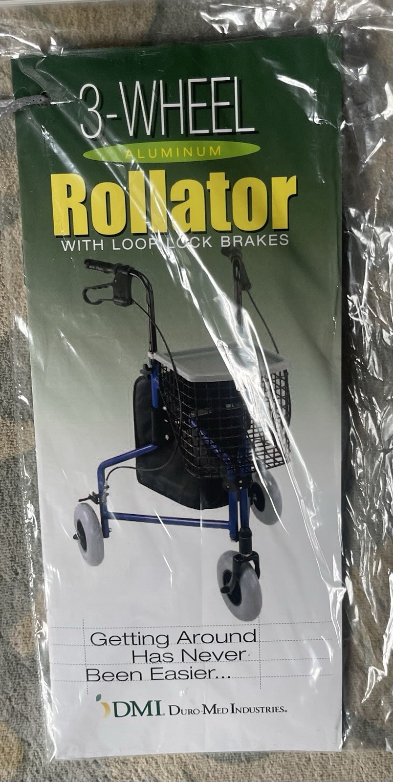 NEW! DMI Folding Rollator Walker With Wheels Seat Royal BLUE 3 Wheels