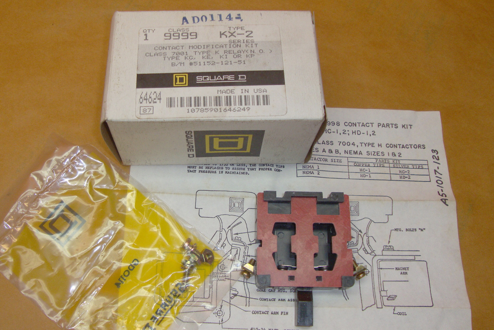 NEW Square D 9999 KX-2 Contact Kit for Class 7001, Type K Relay 9999KX2