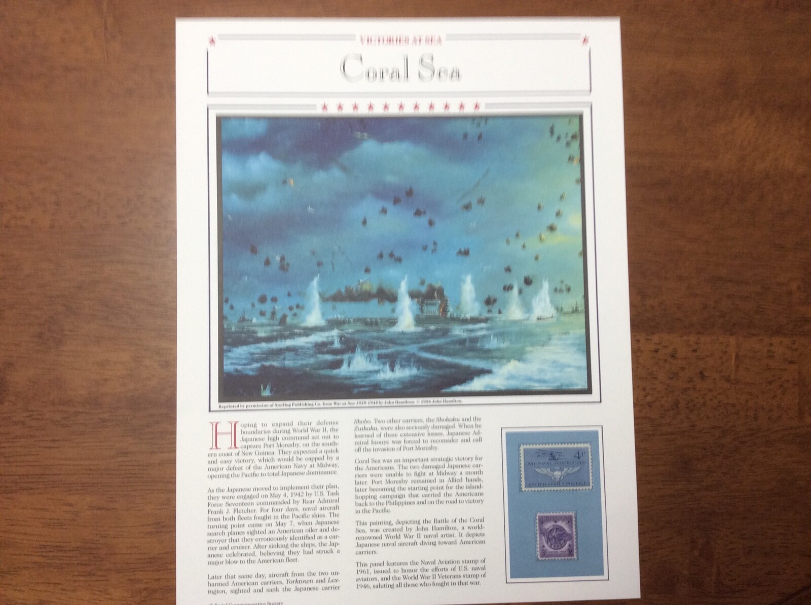WWII Navy Victories At Sea Coral Sea Stamps  Postal Society Naval Aviation