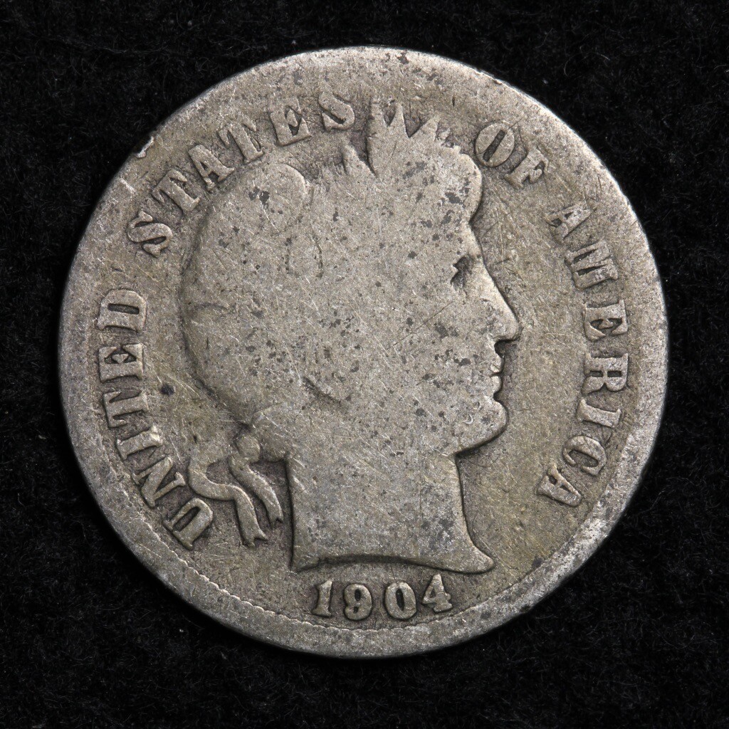 1904 Silver Barber Dime GOOD FREE SHIPPING