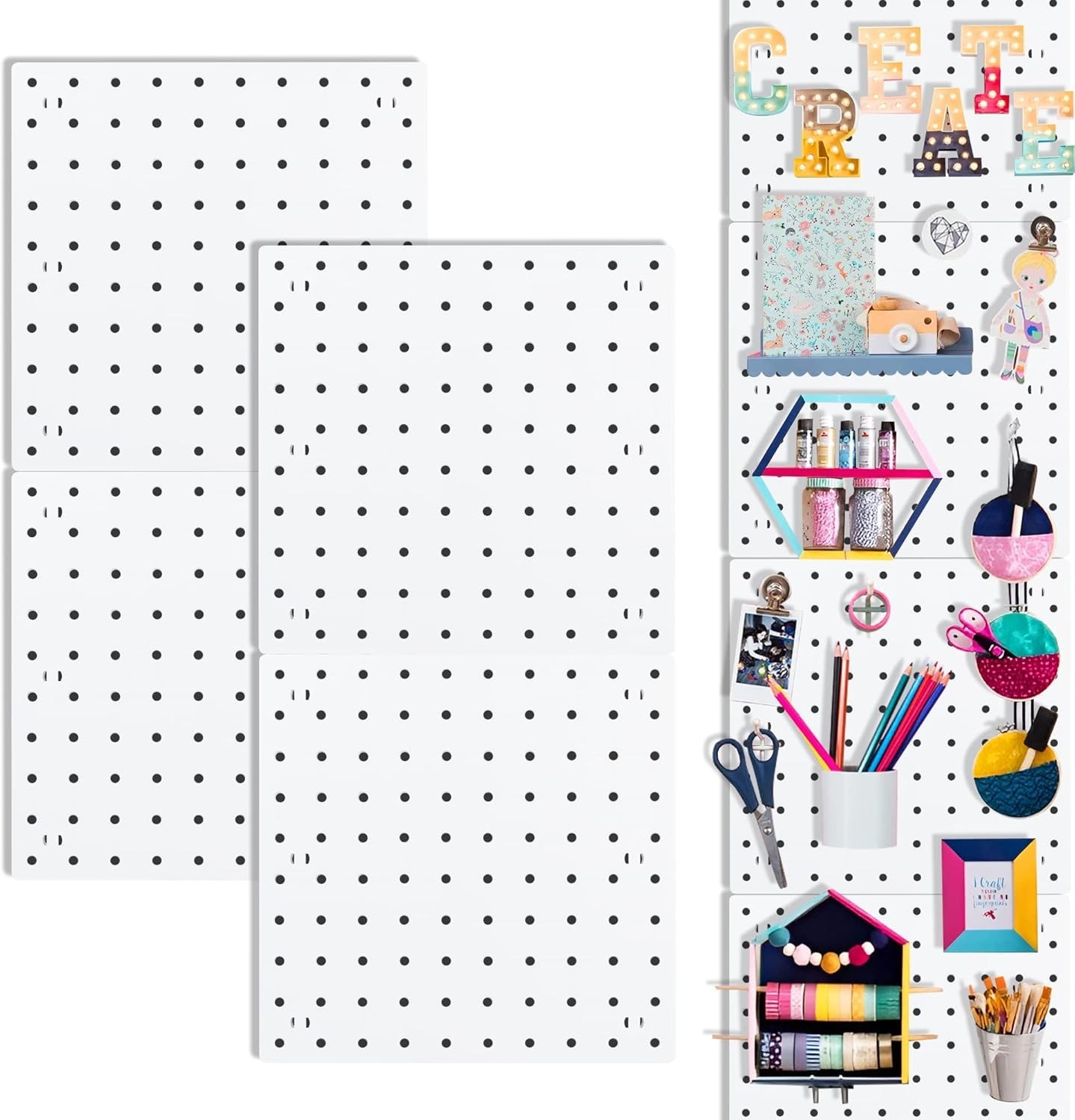Pegboards, Pegboard Wall Organizer Panels, Peg Boards for Wall, Craft Room, K...