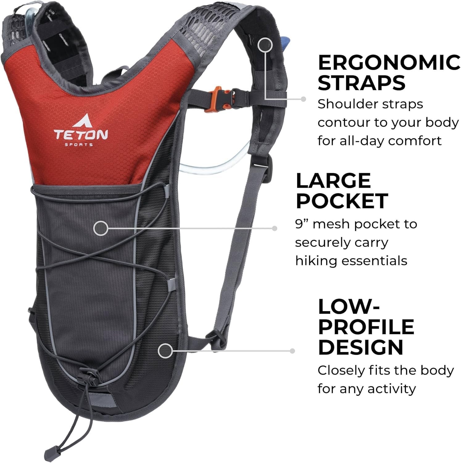 2L Lightweight Black Water Resistant Hydration Backpack for Hiking Backpacking