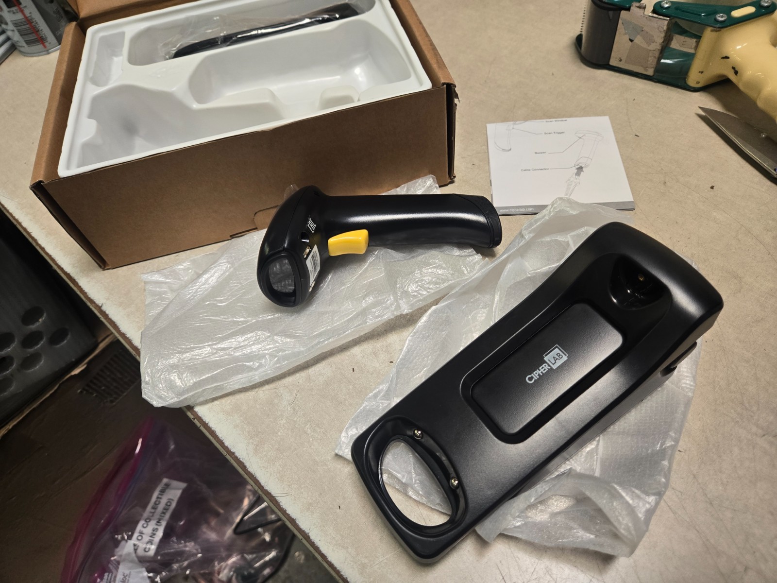 CipherLab 1500P USB Barcode Scanner with Auto Sense Stand New open box