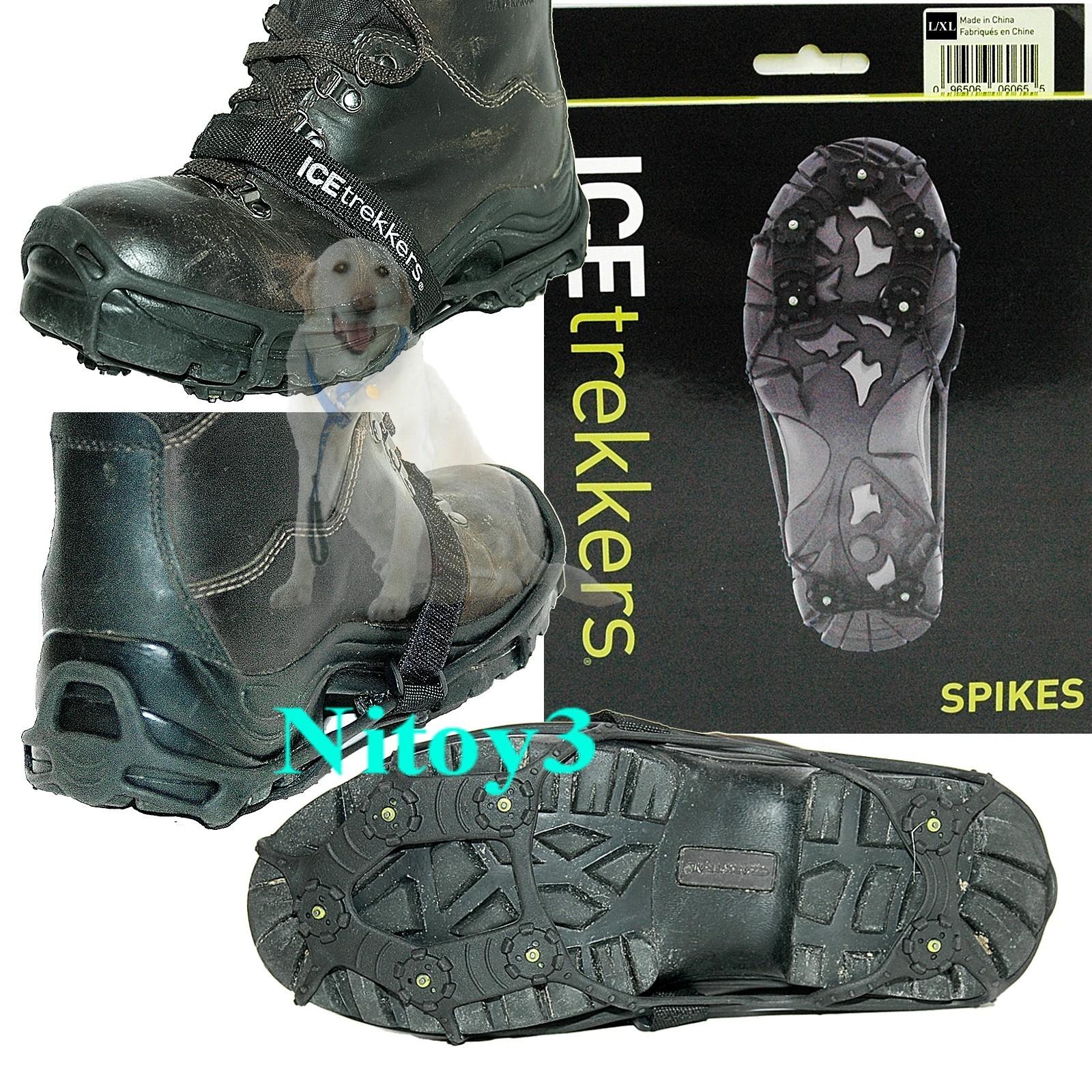 ICETrekkers Spikes Snow-Ice Traction Footwear-Boots Cleats Unisex One Pair L/XL