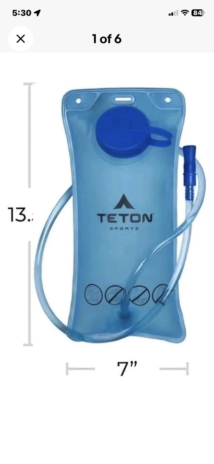 TETON Sports 2 Liter Hydration Bladder  #2601 NEW Backpack / Hiking Water