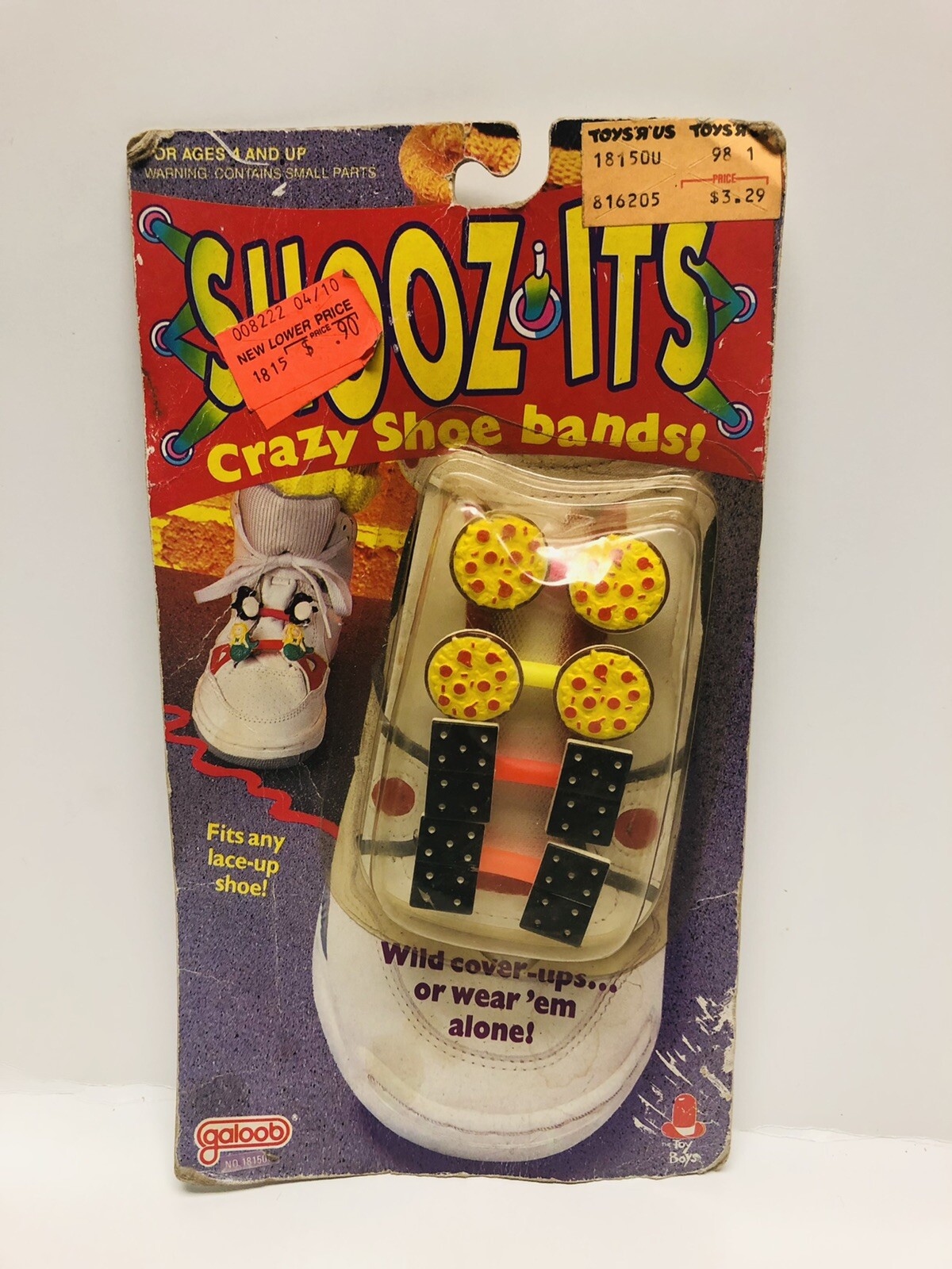 Vintage GALOOB “Shooz-Its” Shoe Laces Decorative Bands Pizza Dominoes RARE!
