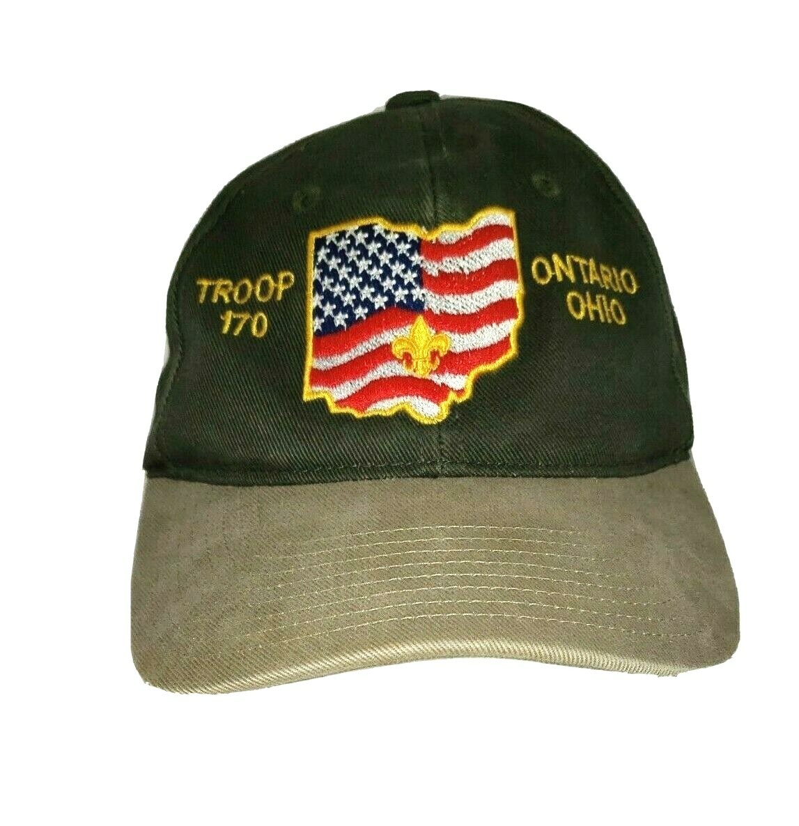 Port Authority Troop 170 Ontario Ohio Mens Adjustable Cap Green And Brown