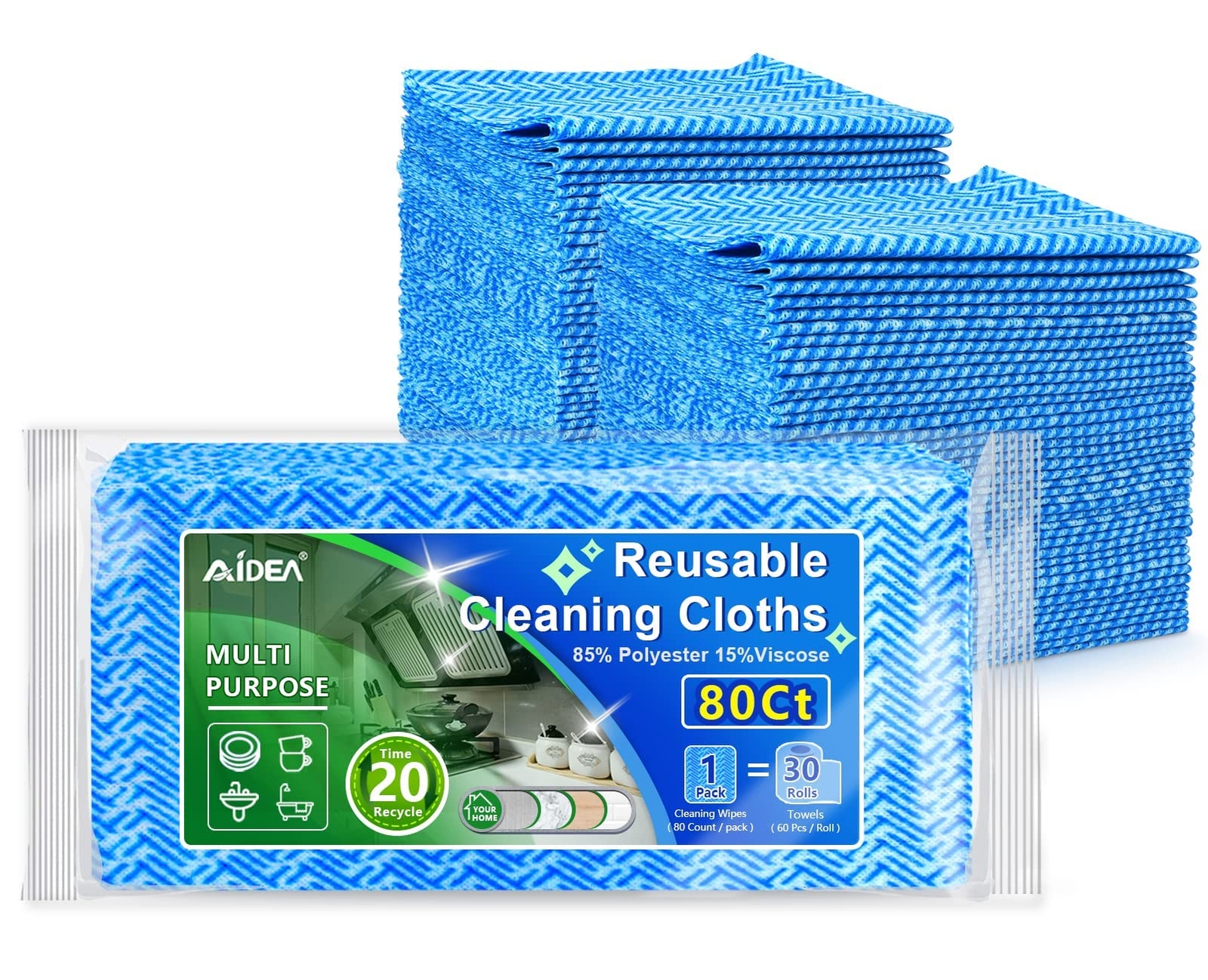 Cleaning Wipes-80Ct1 Pack Multi-Purpose Towel Reusable Cleaning Cloths Dome