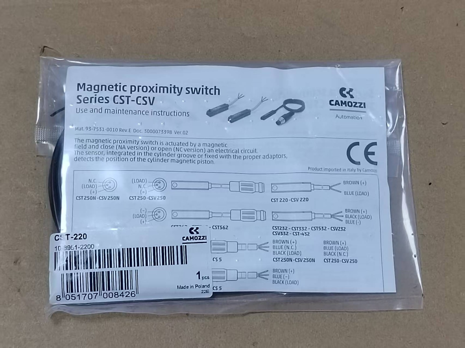 Applicable for the new CAMOZZI magnetic opening CST-220
