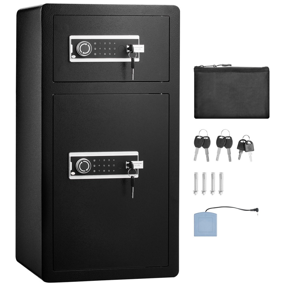 Double Doors 5.5 cu ft Safe Box with Key Lock Password Fireproof Bag Key Rack
