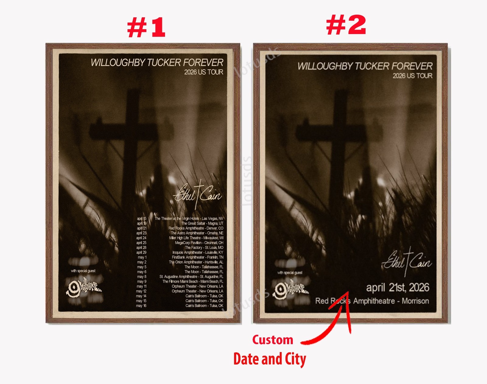 Ethel Cain Willoughby Tucker Forever 2026 US Tour Poster, Custom Tour Poster