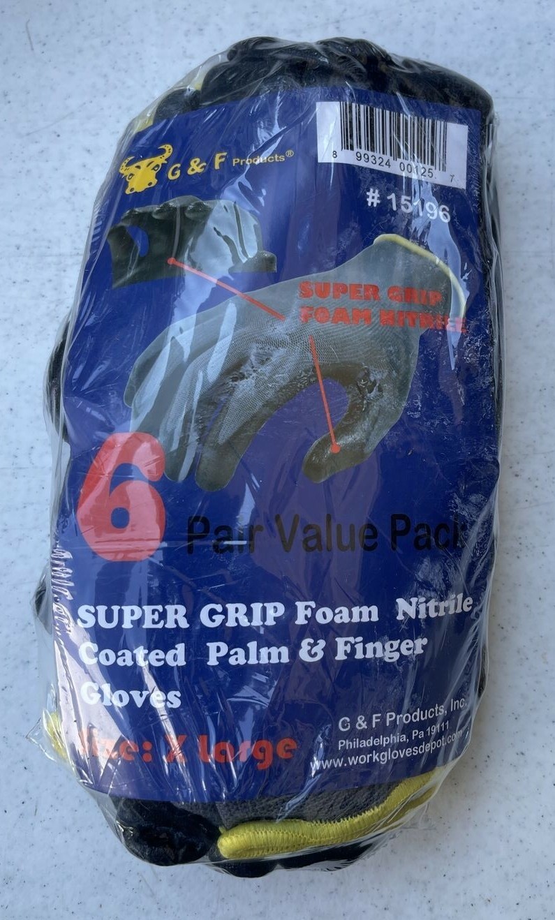 6 PAIR XL Rubber Palm & Fingers Knit Non Slip Grip Breathable Work/Garden Gloves