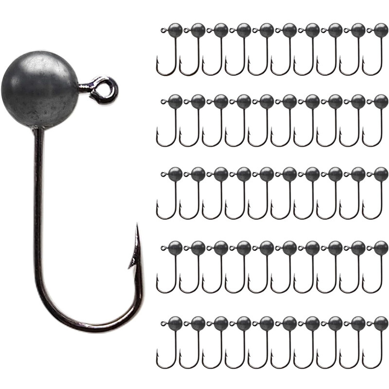 100pcs Round Ball Crappie Jig Heads Hook DIY Fly Tying Jigs Lure 1/64 1/32 1/16