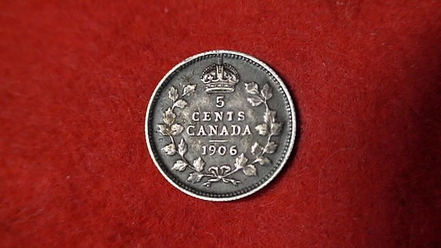 1906 Canadian .925 Silver 5 Cent Coin