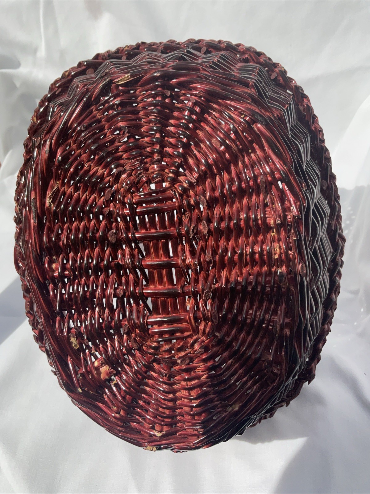 Decorative Basket Red Maroon Handle 12” Tall Unique