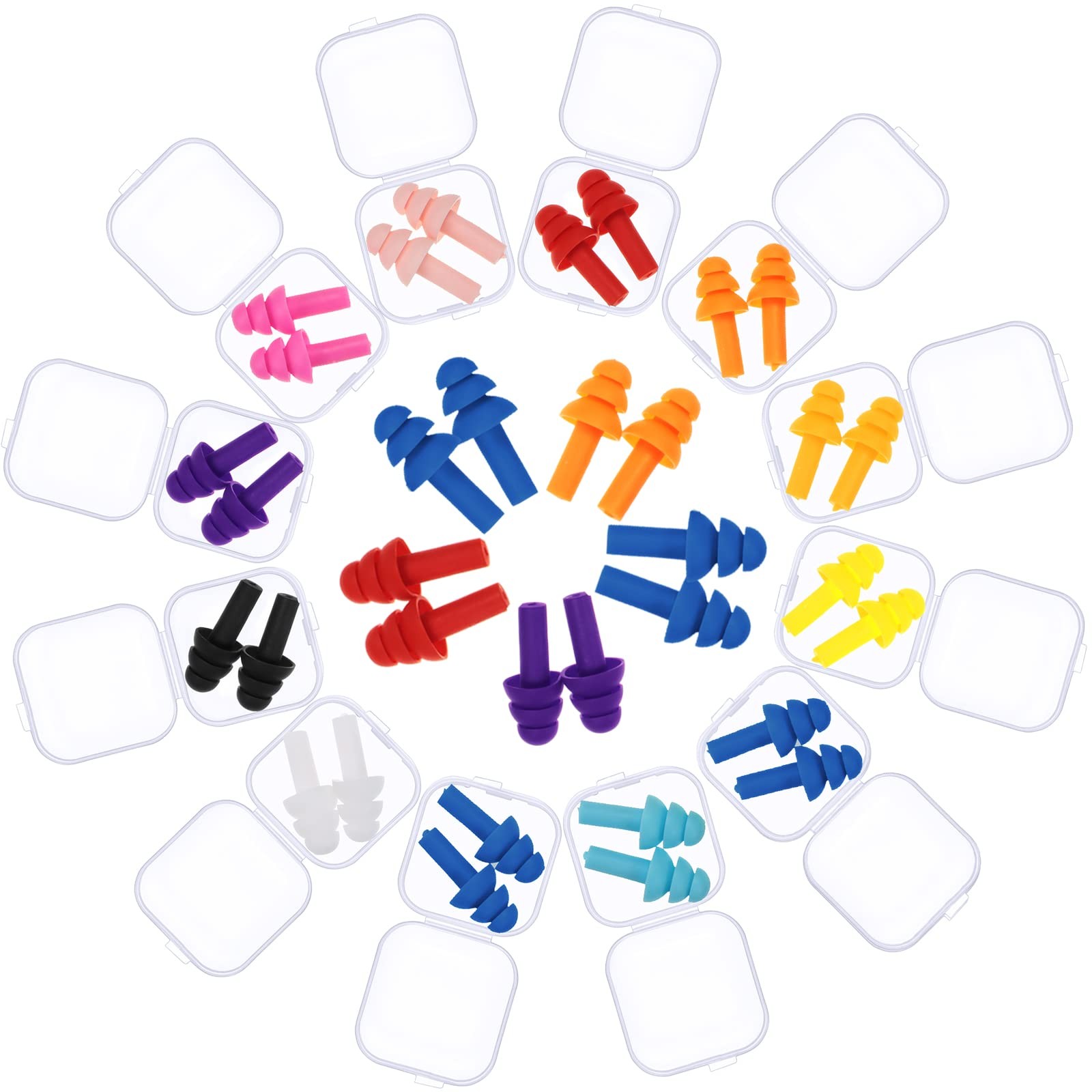 BBTO 24 Pairs Silicone Soft Ear Plugs 24 pair (Pack of 1), Vivid Colors