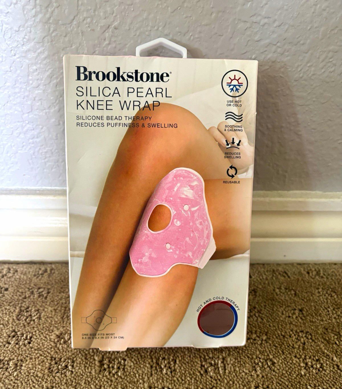 Brookstone Silica Pearl Knee Hot/Cold Wrap Reusable Pink
