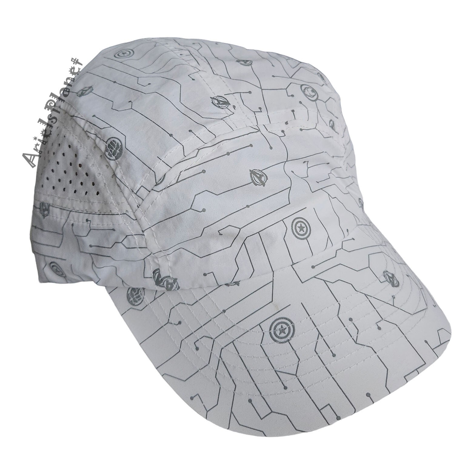 Disney Parks Marvel Avenger Heroe Logos Baseball Cap Hat - White