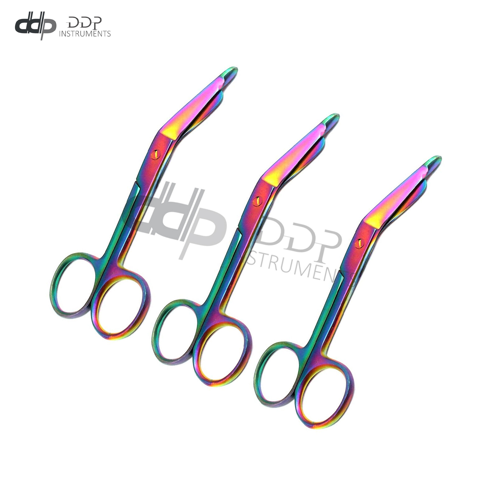Pack Of 3 Pcs Lister Bandage Scissors 4.5" Stainless Steel Multi Color Rainbow