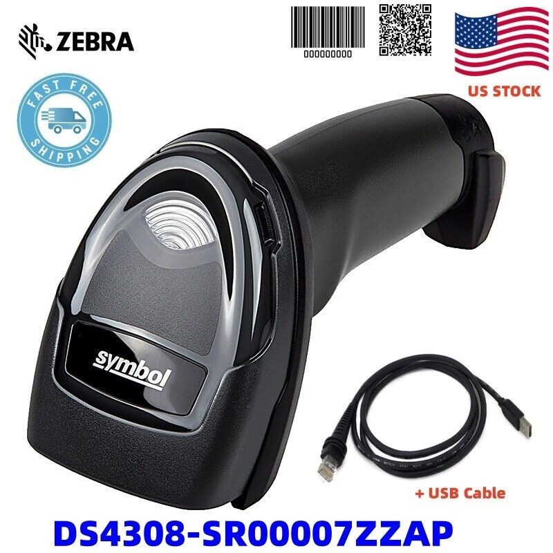 US Symbol DS4308-SR00007ZZAP Digital Handheld Barcode Scanner w/ USB Cable 1D/2D