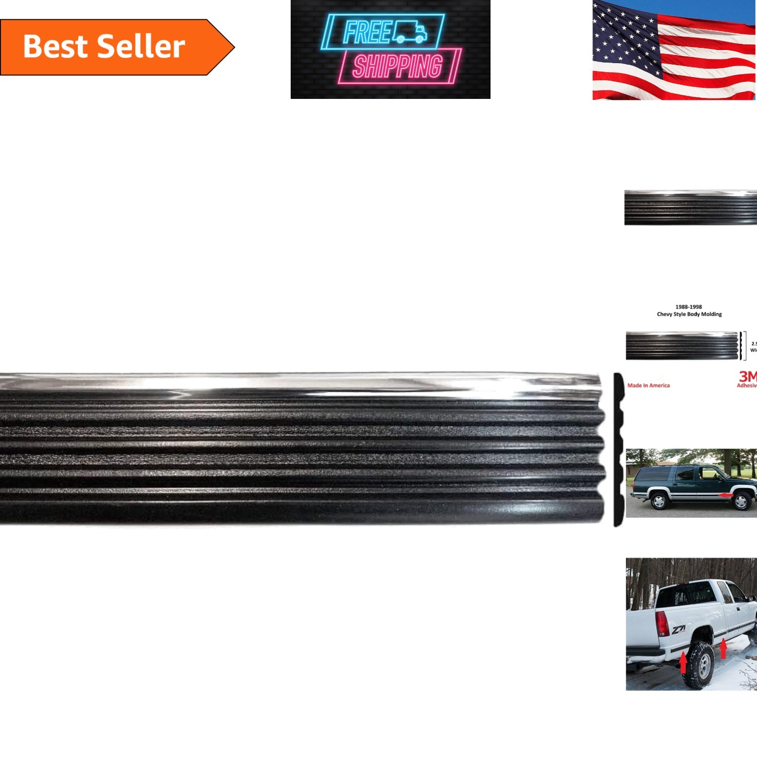 1988-1998 Chevy GMC Black Side Body Trim Molding Tahoe Suburban Silverado Pickup