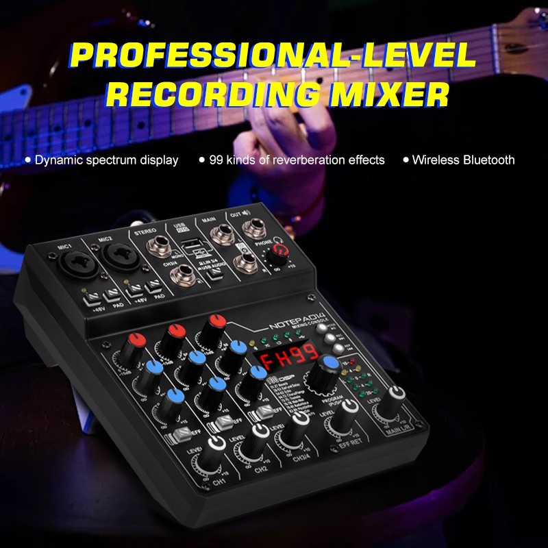 4-channel mini live mixer 99DSP effect USB sound card Bluetooth recorder mixer