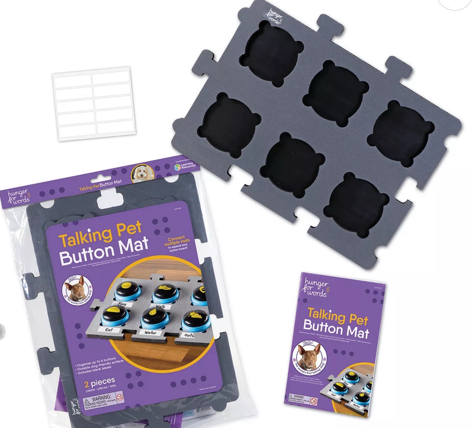 Hunger for Words Talking Pet Button Mat - 1 Piece Single Mat Holds Up to 6