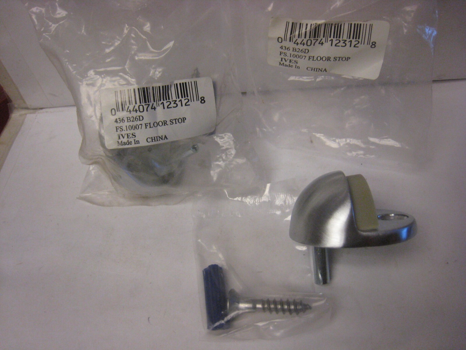 2 yes 2  Ives FS17 US26D Floor Mount Door Stop Satin Chrome 1-3/8" x 1-3/4"