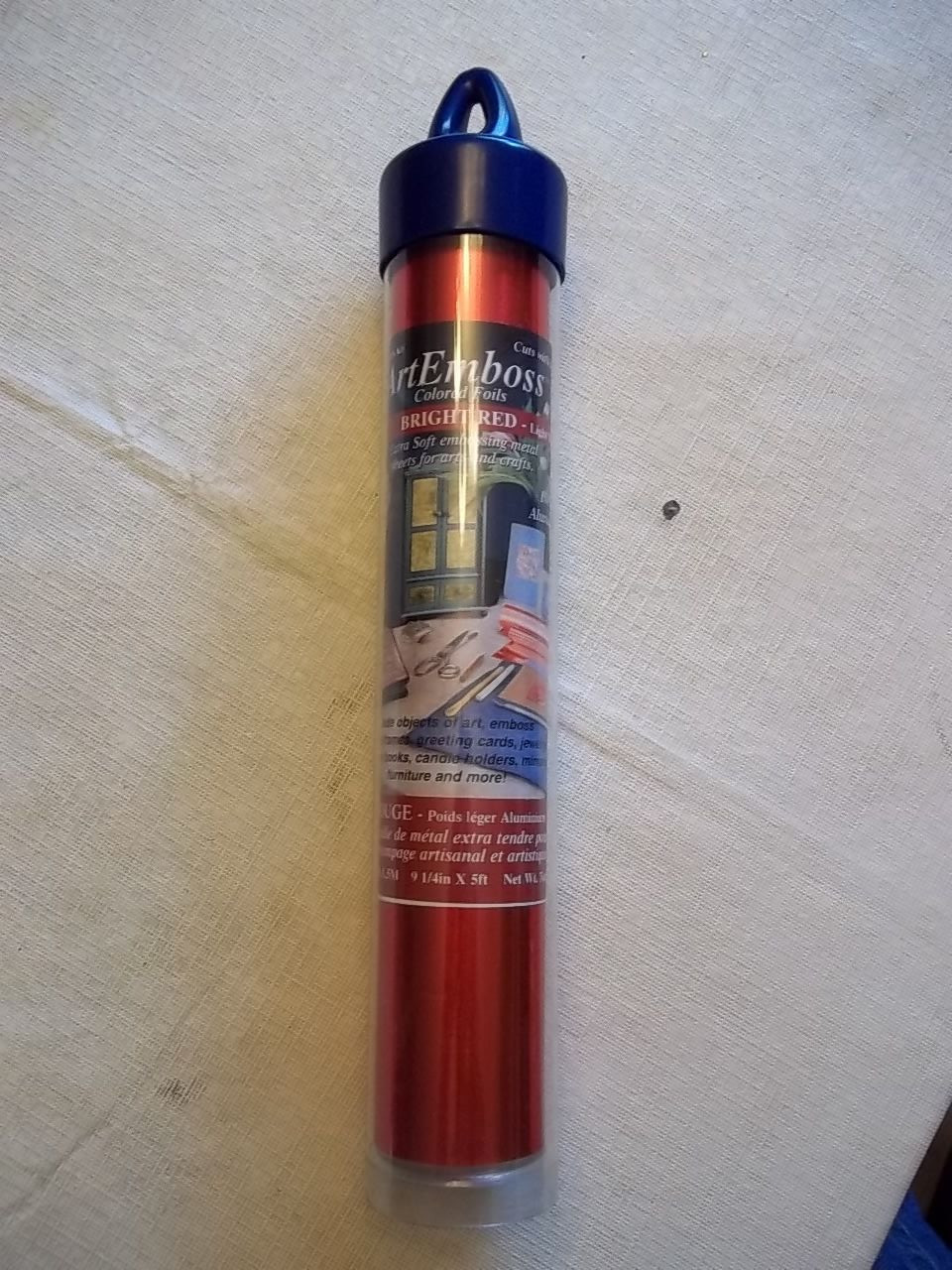 AMACO ARTEMBOSS COLORED FOIL BRIGHT RED LIGHT WT 100% ALUMINUM 9 1/4" x 5 FT