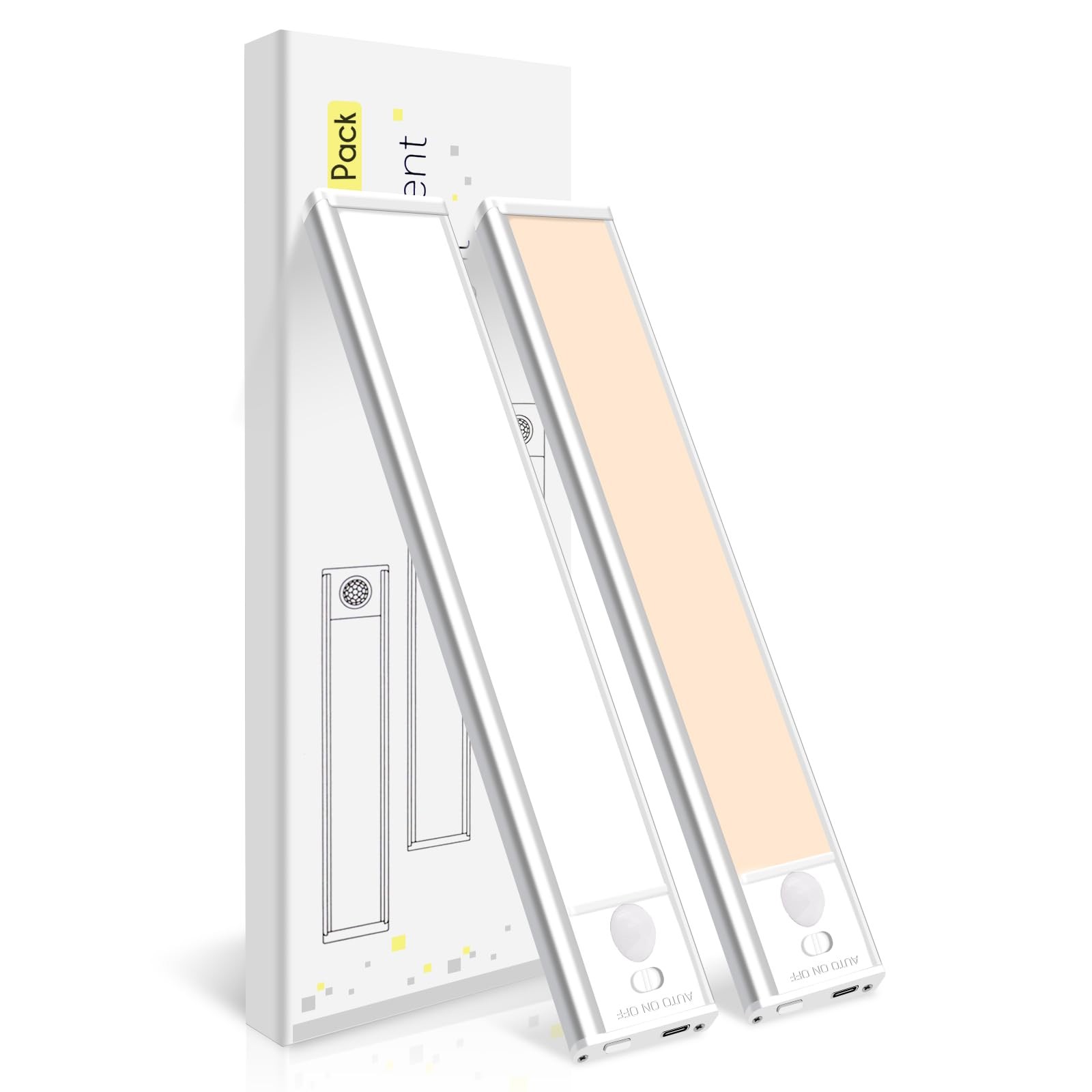 Under Cabinet Lighting, 2Pack Rechargeable Magnetic Motion Sensor,Stepless Di...