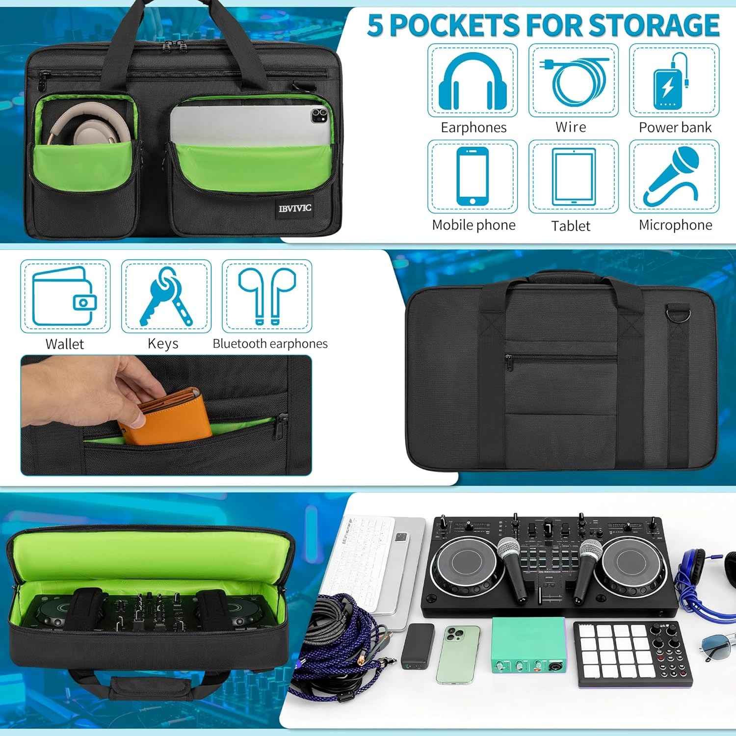 Portable DJ Controller Case Compatible with DDJ-FLX4, SB3, SB2 & More